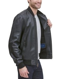 Cole Haan Mens Bonded Leather Bomber 